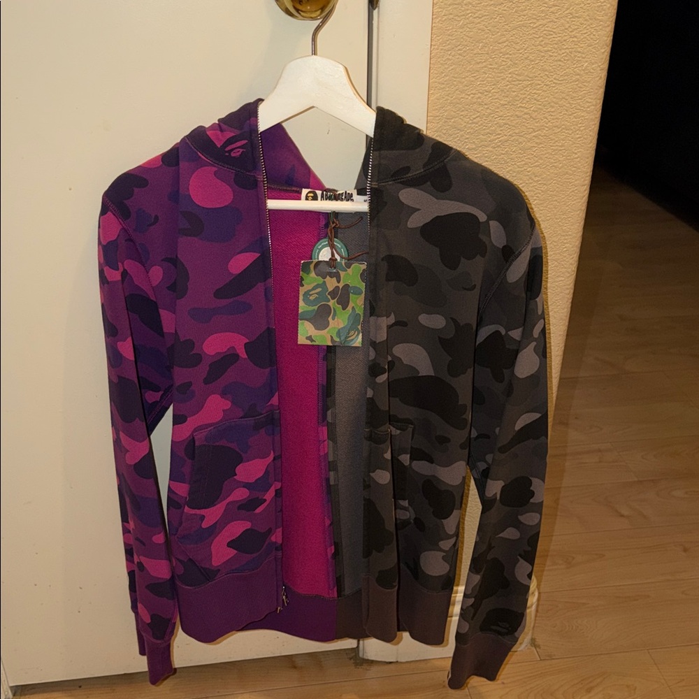 BAPE Color Camo Tiger Shark Half
Full Zip Hoodie 'Purple & Black’